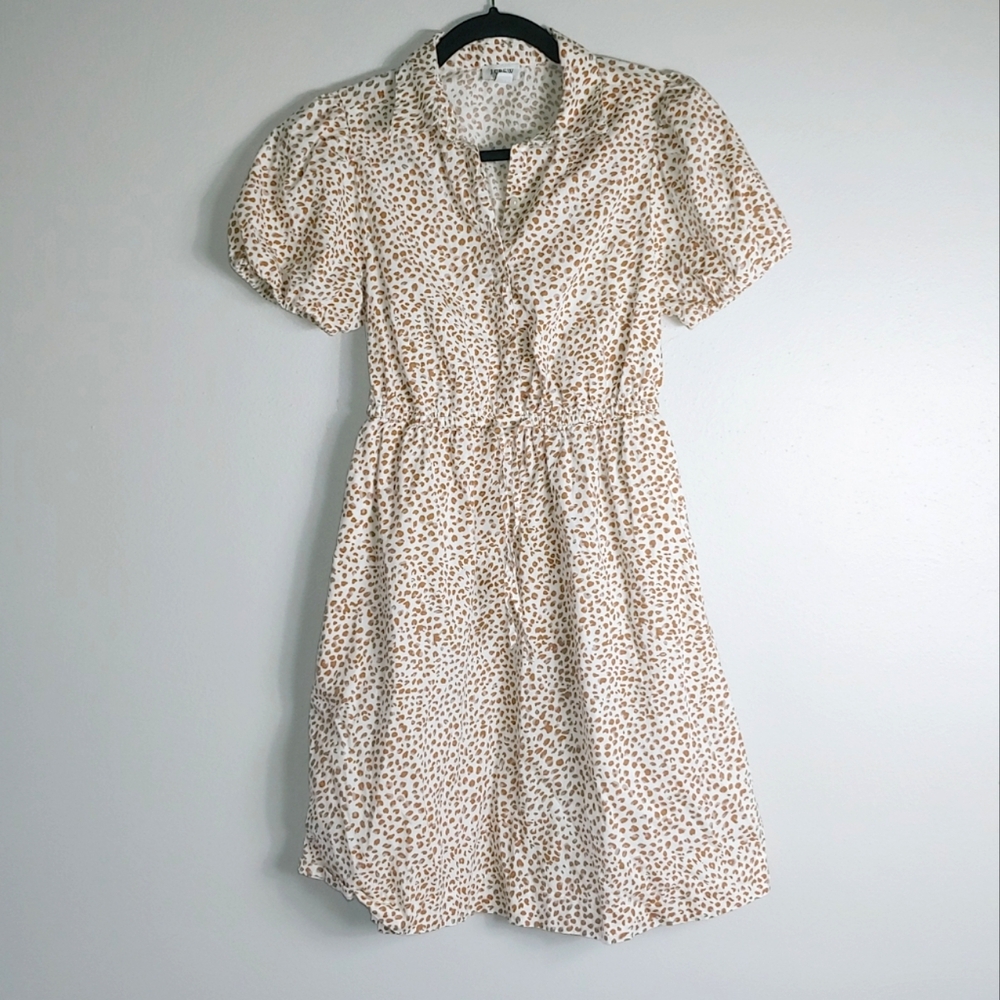 00 J. Crew Short Sleeve Collared Mini Dress in Animal Print